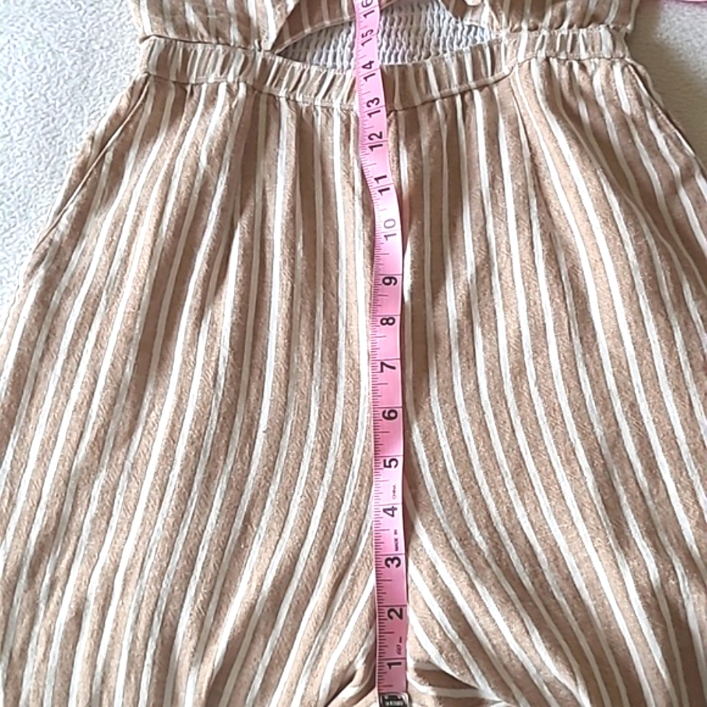 Abercrombie & Fitch Beige and White Striped Linen Jumpsuit - Picture 8 of 16